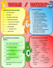 English Worksheet: was / were