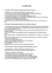 English worksheet: CONDITIONALS