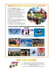 English Worksheet: Wonderful World of Sports 