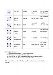 English Worksheet: Dice game