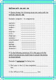 English Worksheet: Verbs with the suffixes -ize & -ise