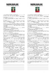 English Worksheet: SUPER SIZE ME- INTRODUCTION