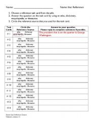 English worksheet: Task Card Record Sheet