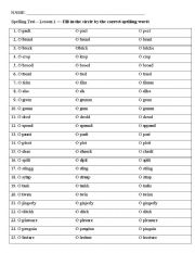 English worksheet: Spelling Test