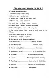 English worksheet: The present simple tense