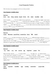 English Worksheet: Cloze Practices