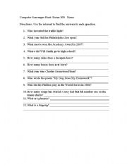 English Worksheet: Computer/ Internet Scavenger Hunt