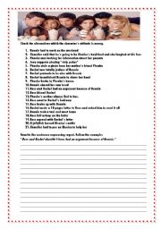 English Worksheet: Friends - The one on the beach (Season 3 ep.21) + The one with the jellyfish (Season 4 ep. 01)