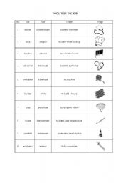 English Worksheet: Tools for the Job