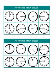 English Worksheet: Whats the time? Bingo! (Set 1 of 3)