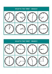 English Worksheet: Whats the time? Bingo! (Set 3 of 3)