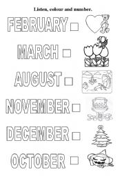 English Worksheet: Listening practice about months