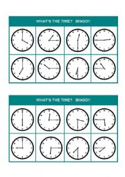 English Worksheet: Whats the time? Bingo!  (Set 2 of 3)