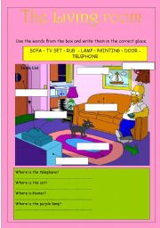 English Worksheet: The living room