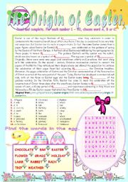 English Worksheet: THE ORIGIN OF EASTER.