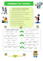 English Worksheet: GRAMMAR TEST: MODALS