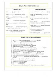 English Worksheet: Past Simple or Past Continuous