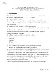English worksheet: English Literature exam