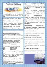 English Worksheet: POEM:    THE GOOD OLD DAYS
