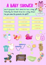 A BABY SHOWER - BABY STUFF VOCABULARY