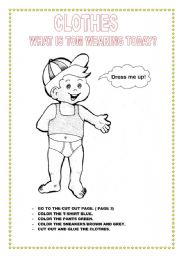 English Worksheet: What is Tom wearing today? 