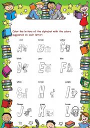 English Worksheet: COLOR THE ALPHABET - PART I (FROM A TO L)