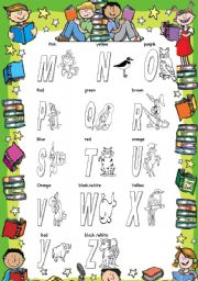 English Worksheet: COLOR THE ALPHABET PART II (FROM M TO Z)