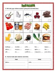 English Worksheet: Food and drink - worksheet