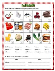 Food and drink - worksheet