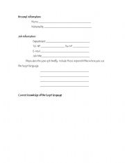 English worksheet: Personal info for business english courses