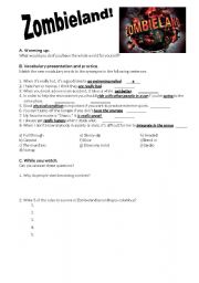 English worksheet: Worksheet for the movie zombieland