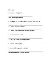 English worksheet: MODALS