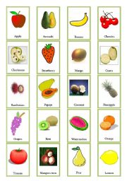 English Worksheet: fruit