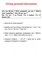 English worksheet: Giving personal information 