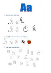 English worksheet: Letters A and E