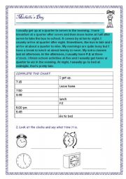 English Worksheet: Michelle`s Day
