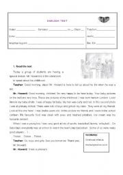 English Worksheet: Test- past simple