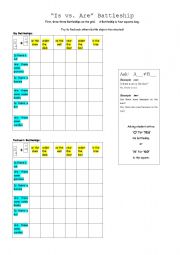 English worksheet: Is vs, Are Battleship