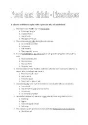 English Worksheet: Food and Drink: idioms