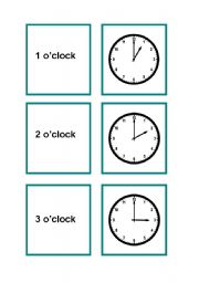 English Worksheet: Time memory game  Part 1/2