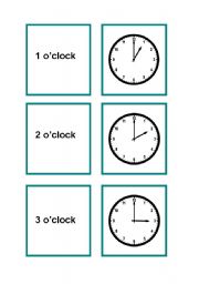 English Worksheet: Time memory game  Part 1/2