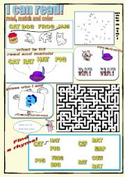 English Worksheet: The first steps in reading. Elementary words.