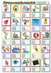 English Worksheet: HOMOPHONES - multiple choice (B&W + KEY included)