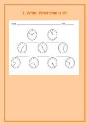 English worksheet: what time is it?