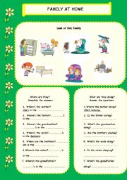 English Worksheet: Family at Home