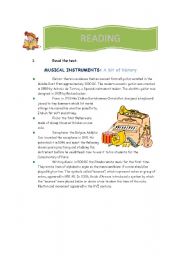 English worksheet: MUSICAL INSTRUMENTS reading!