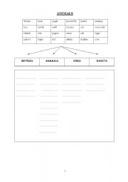 English worksheet: animals