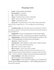 English Worksheet: Shopping Terms