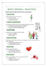 English Worksheet: Body Idioms - practice