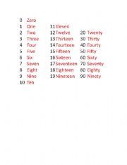 English Worksheet: Number Pronunciation
